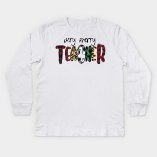 Very Merry Teacher Kids Long Sleeve T-Shirt